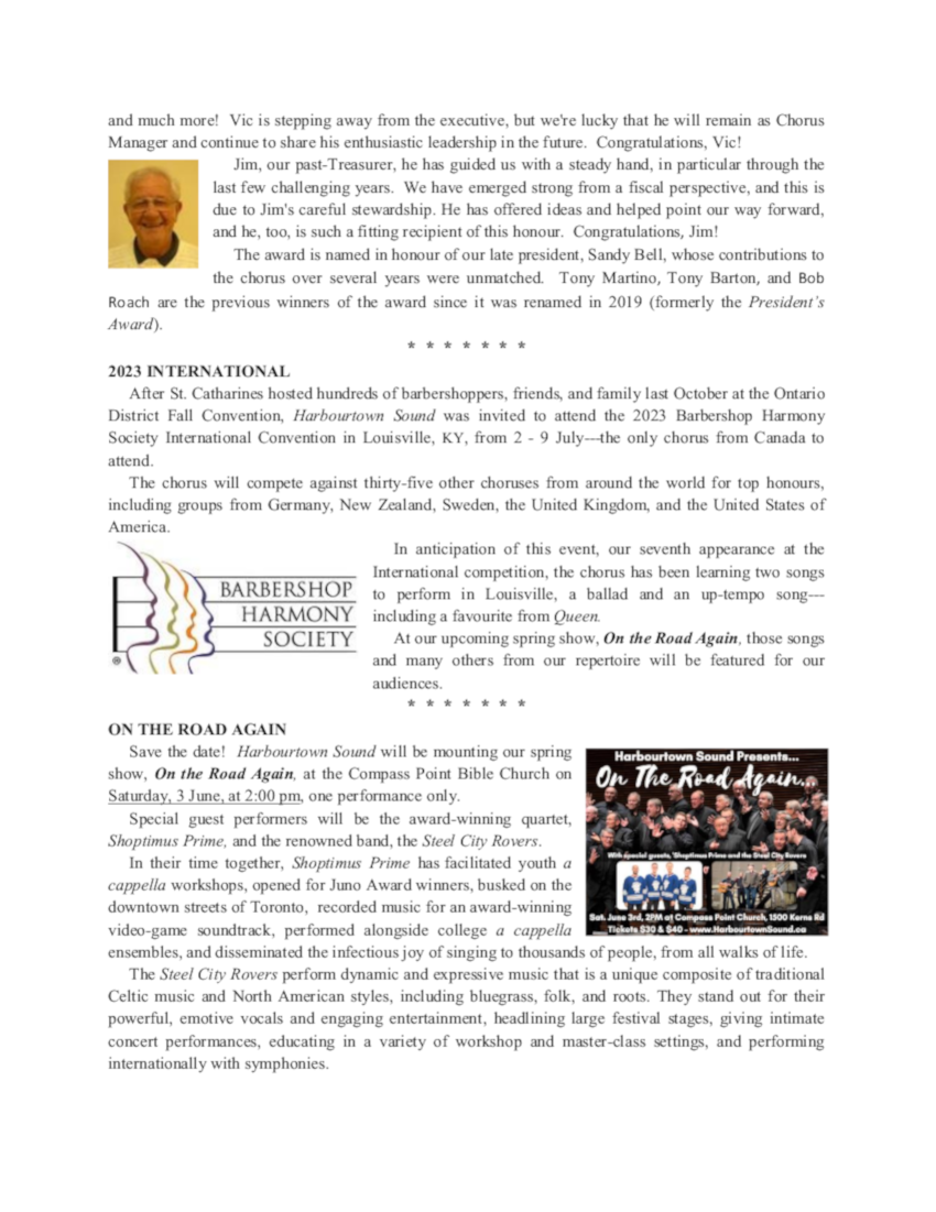 Harbourtown Sound 20230316 Newsletter SOUNDwaves March 2023